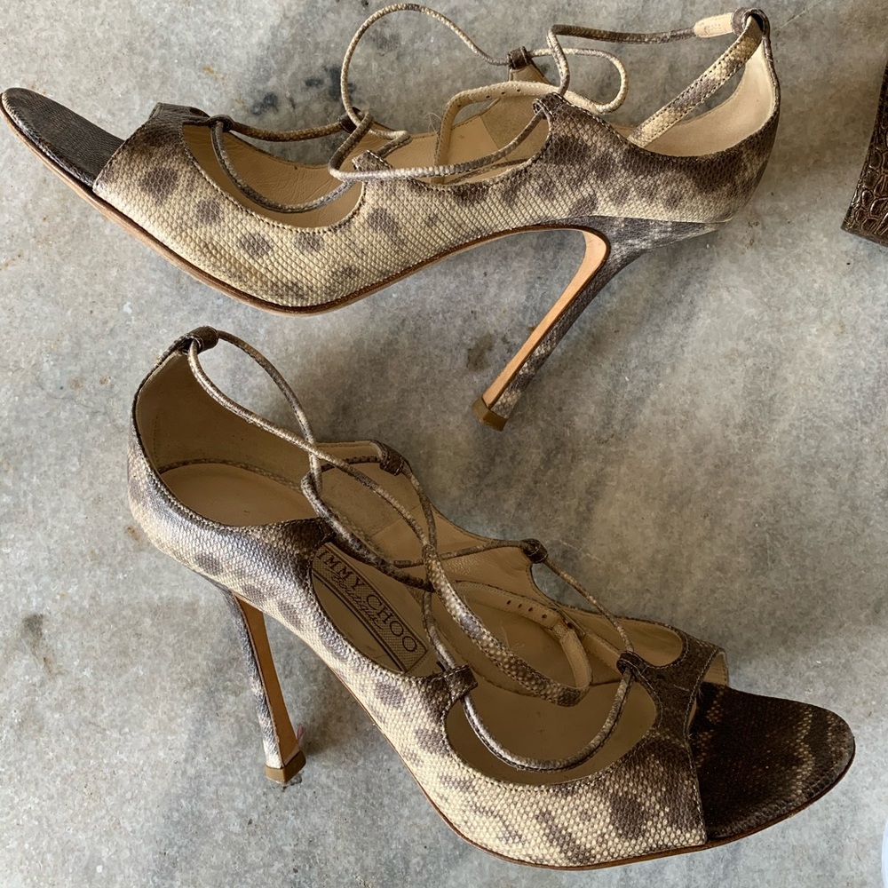Jimmy Choo snakeskin strap sandals 9.5